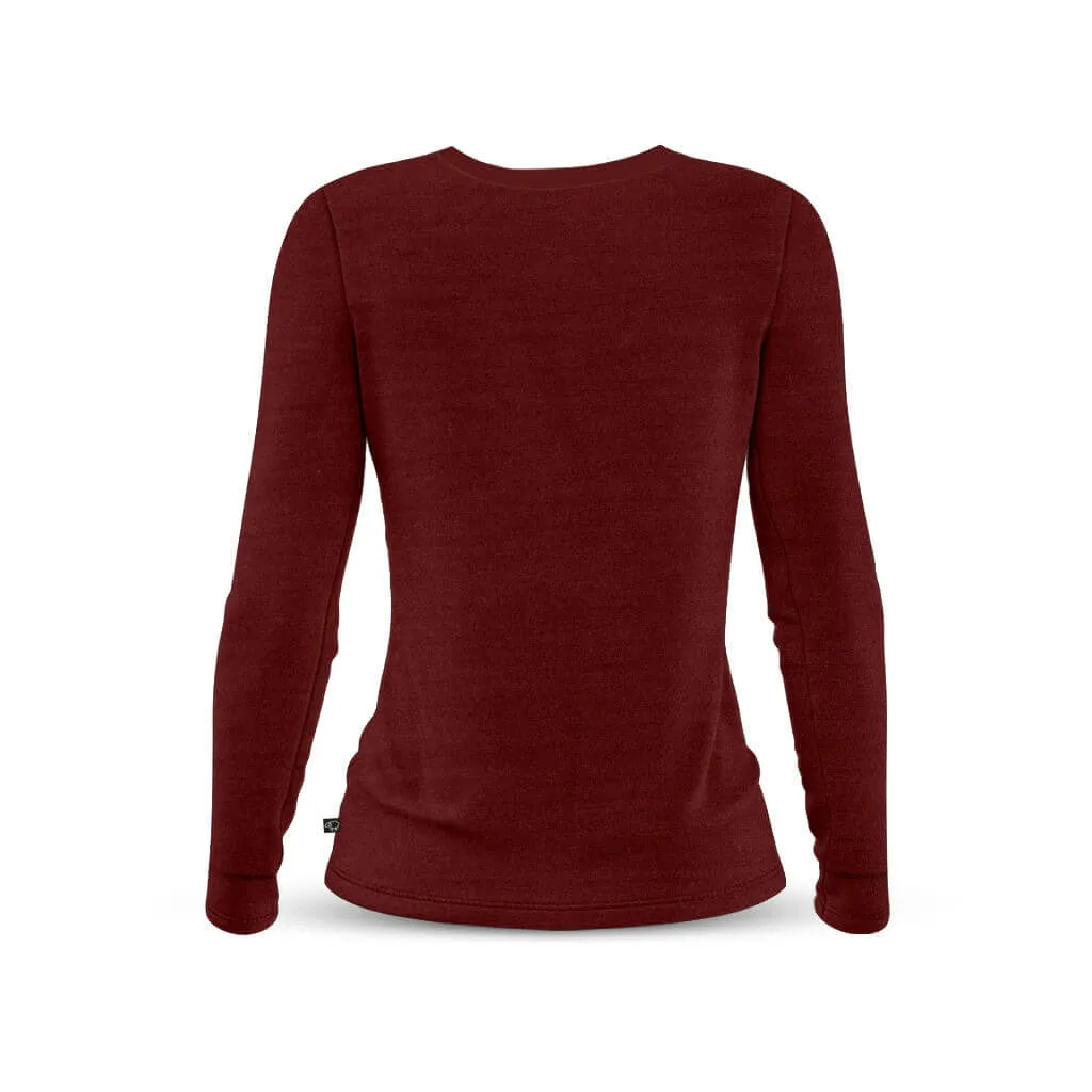 Women's Long Sleeve Merino T Shirt (Bloodstone)
