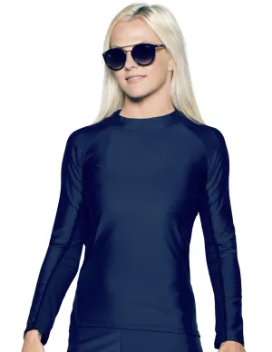 Women's Long Sleeve Rash Guard (Regular & Plus Size) - Navy