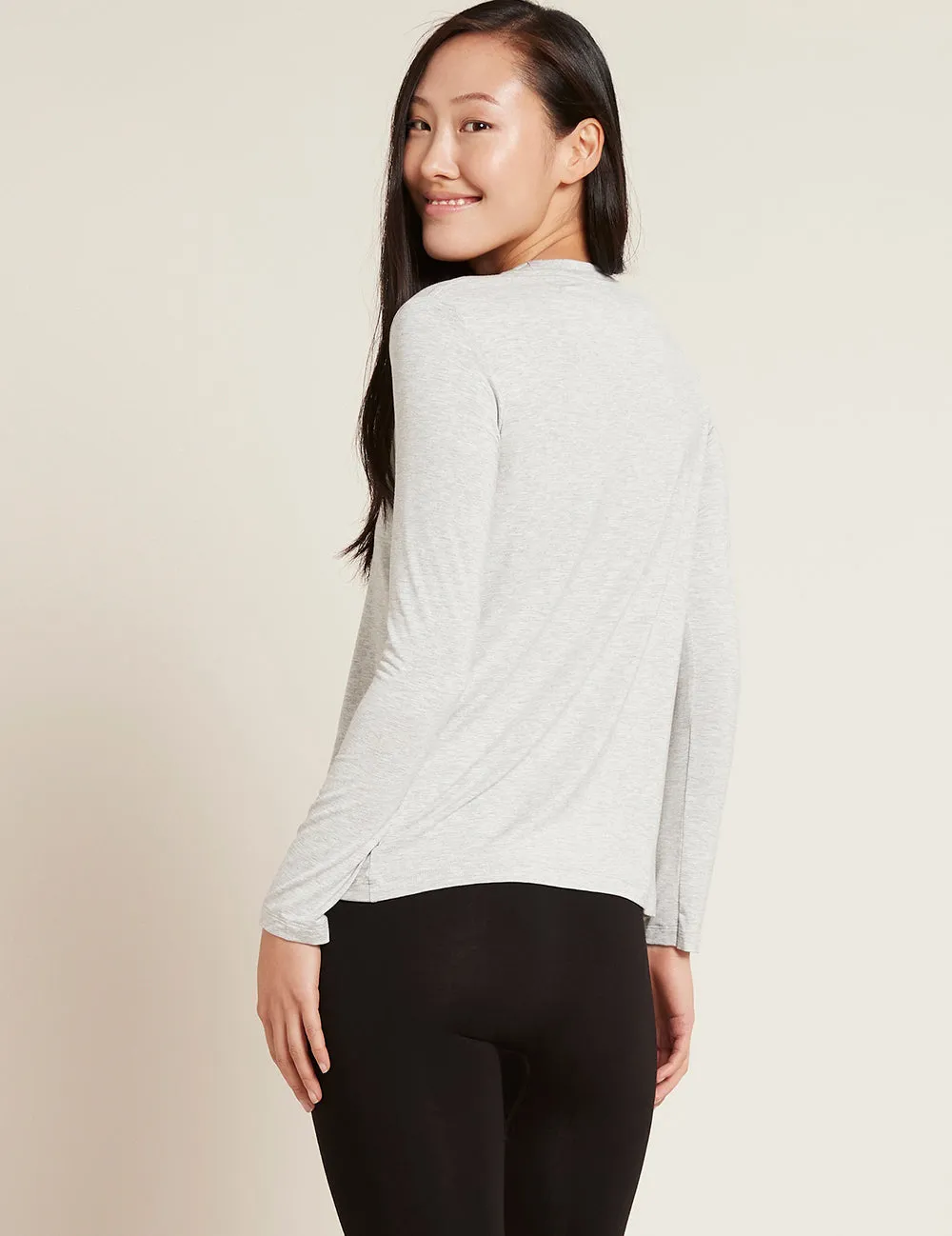 Women's Long Sleeve Round Neck T-Shirt - Light Marl