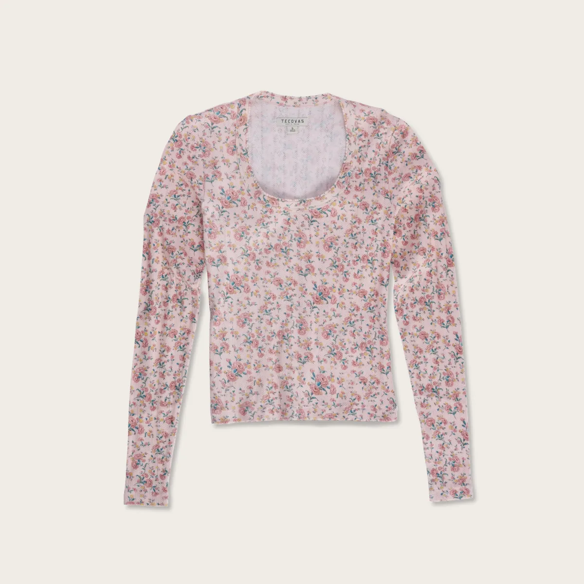 Women's Long Sleeve Scoop Neck Pointelle Top