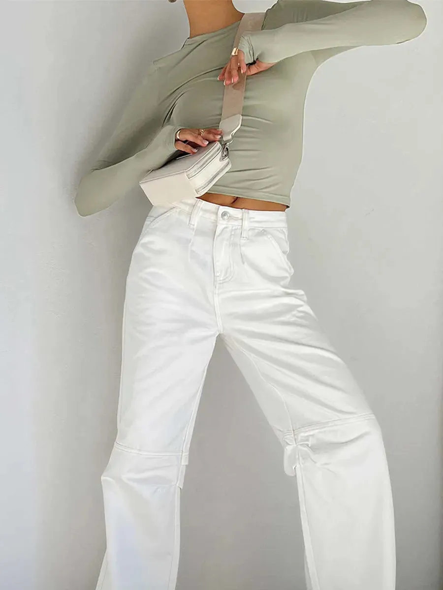 Women's Long Sleeve T-Shirt  Crew Neck Solid Slim Fit Crop Top with Thumb Holes Streetwear Summer Spring Fall