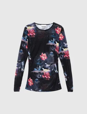 WOMEN'S MESH LONG SLEEVE TOP