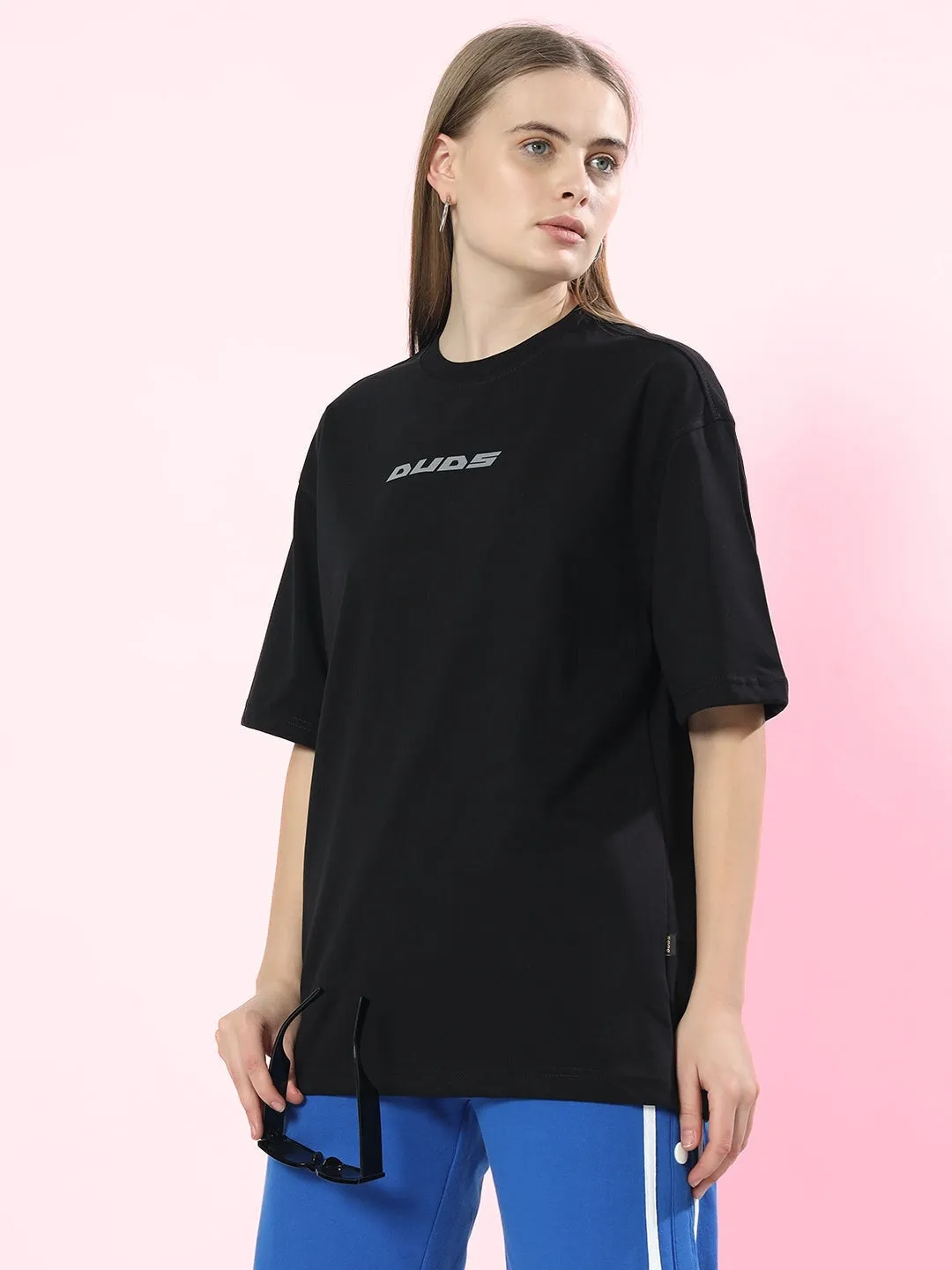 Women's Pulsating Rhythms Reflector Over-Sized T-Shirt (Black)