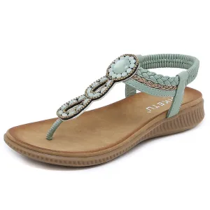Women's Rhinestone T-strap Sandals