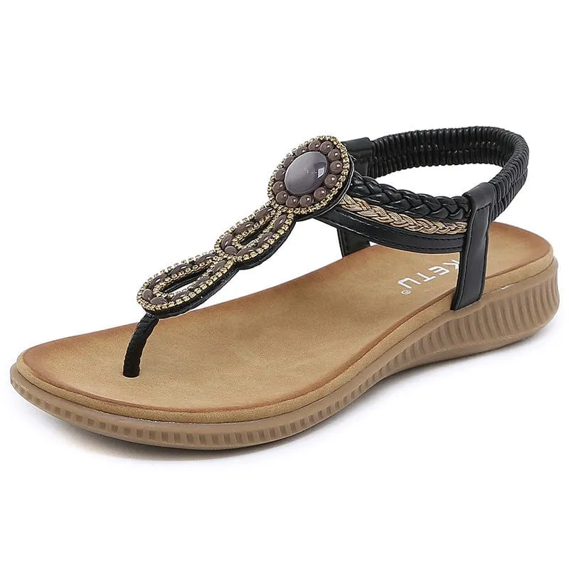 Women's Rhinestone T-strap Sandals