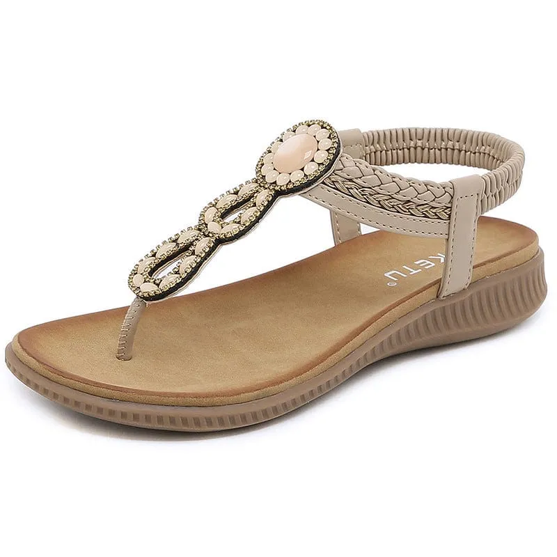 Women's Rhinestone T-strap Sandals