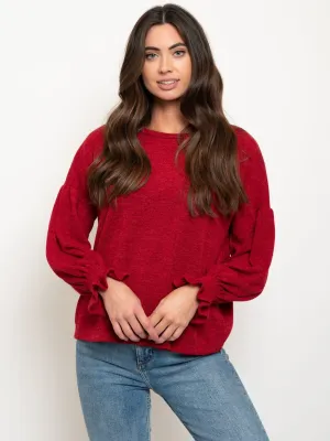 WOMEN'S RUCHED LONG SLEEVE TOP