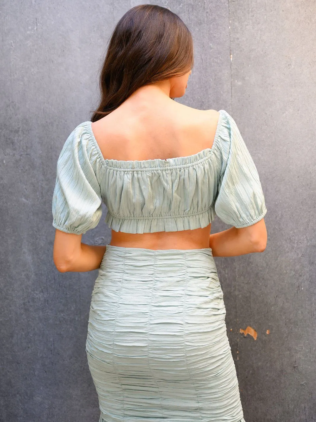 WOMEN'S RUCHED RUFFLE HEM 2PC. SET