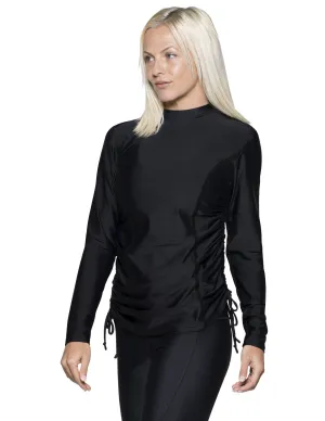 Women's Ruched Swim Top (Regular & Plus Size) - Black