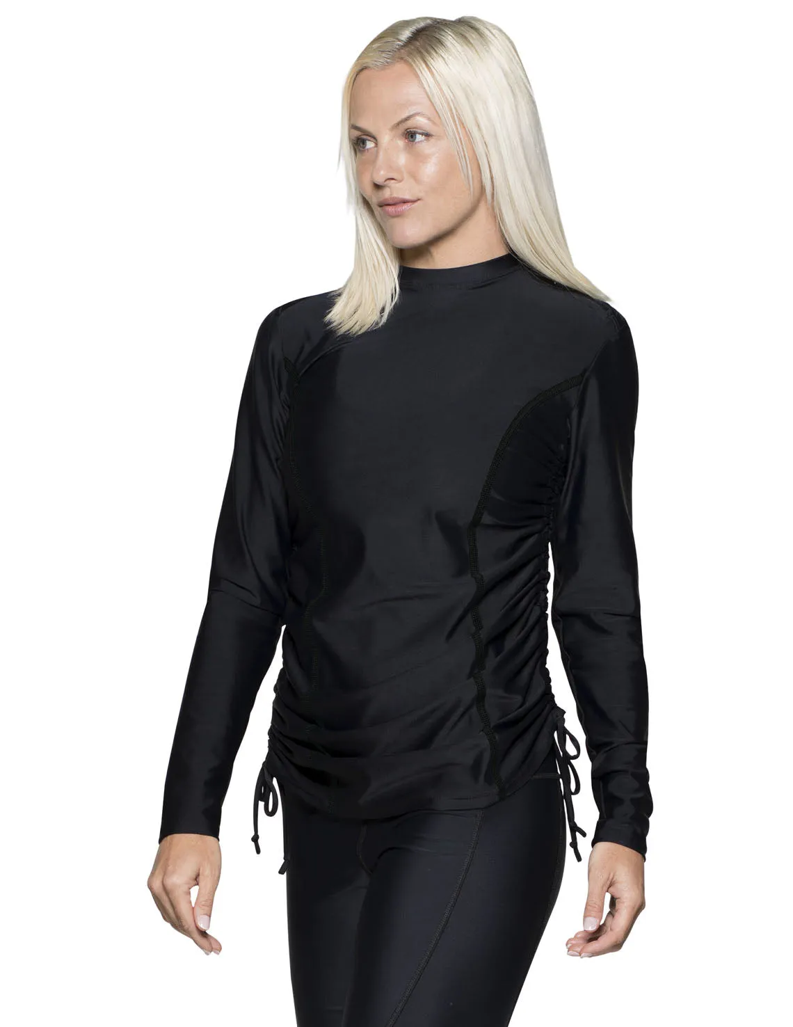 Women's Ruched Swim Top (Regular & Plus Size) - Black