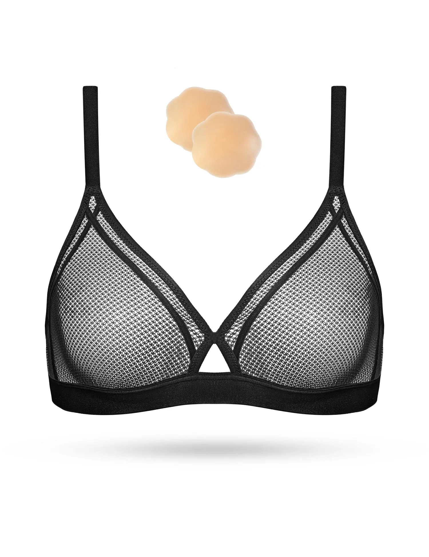 Women's Sexy Lace Wireless Plunge Bra Red/Black/Nude