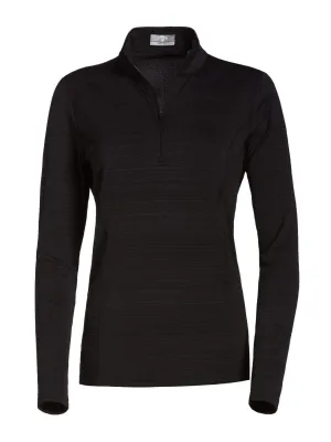 Womens Solid 1/4 Zip Pull Over Shirt