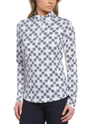 Womens Swing Tech™ Chevron Floral Print Sun Protection 1/4 Zip Pullover