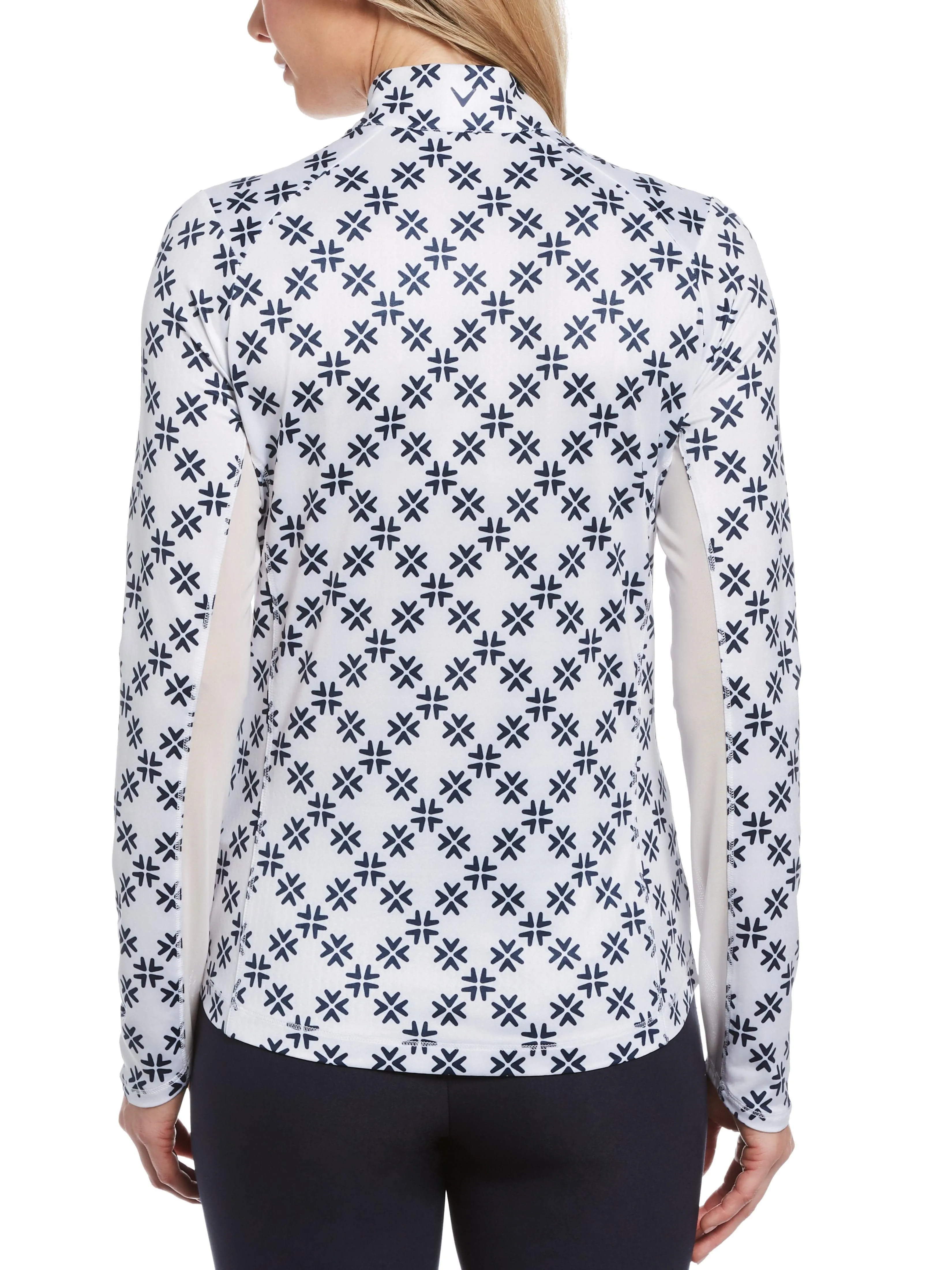Womens Swing Tech™ Chevron Floral Print Sun Protection 1/4 Zip Pullover