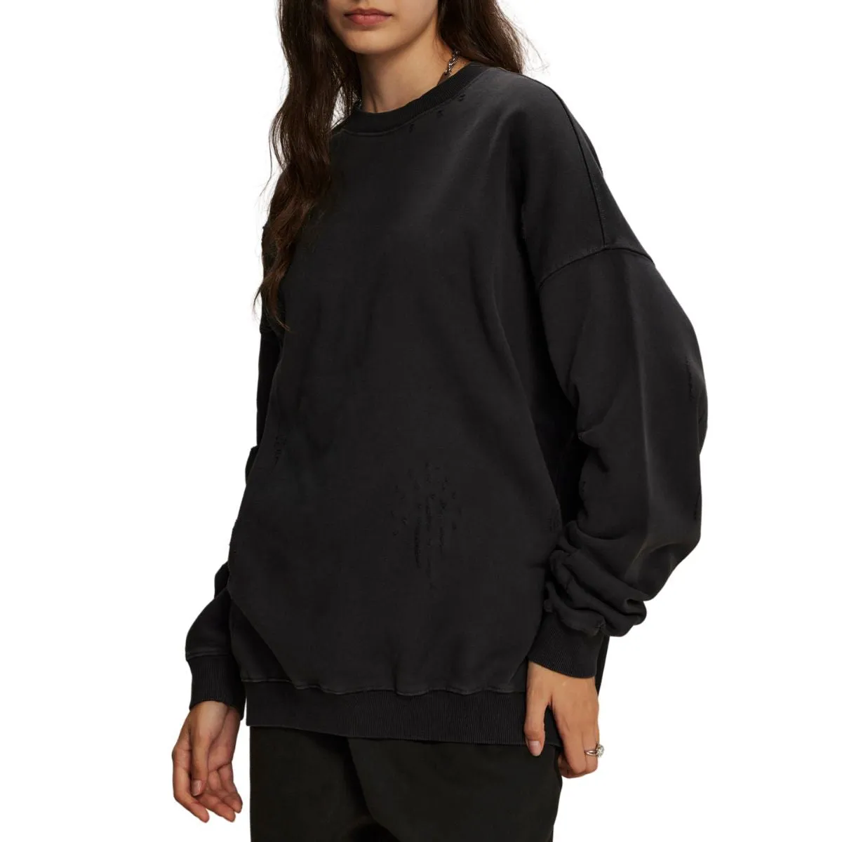 Women's Vintage Washed Distressed Thick Sweatshirt