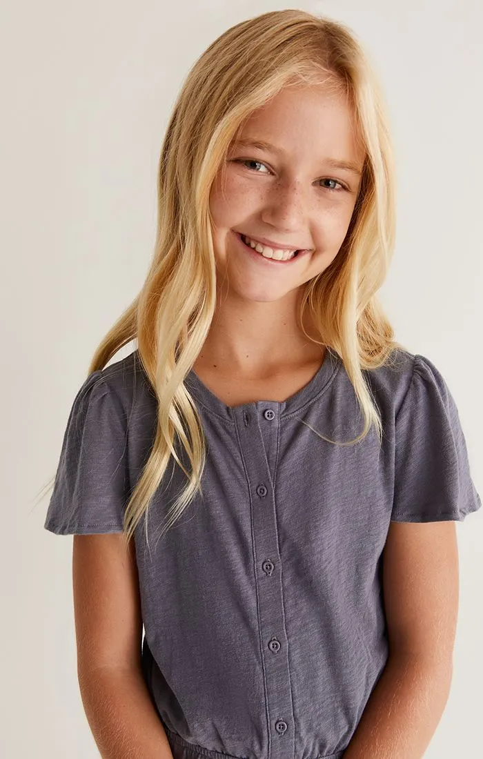 Z Supply Girls Ariella Slub Jumpsuit - Indigo