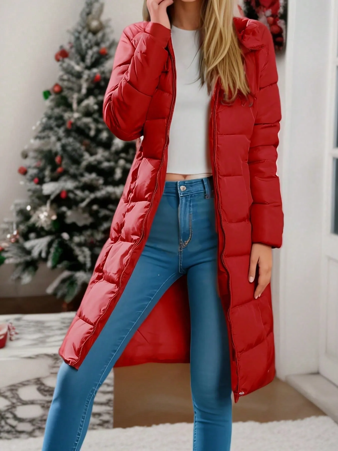 ZAYNA Women's Hooded Winter Quilted Parka Coat