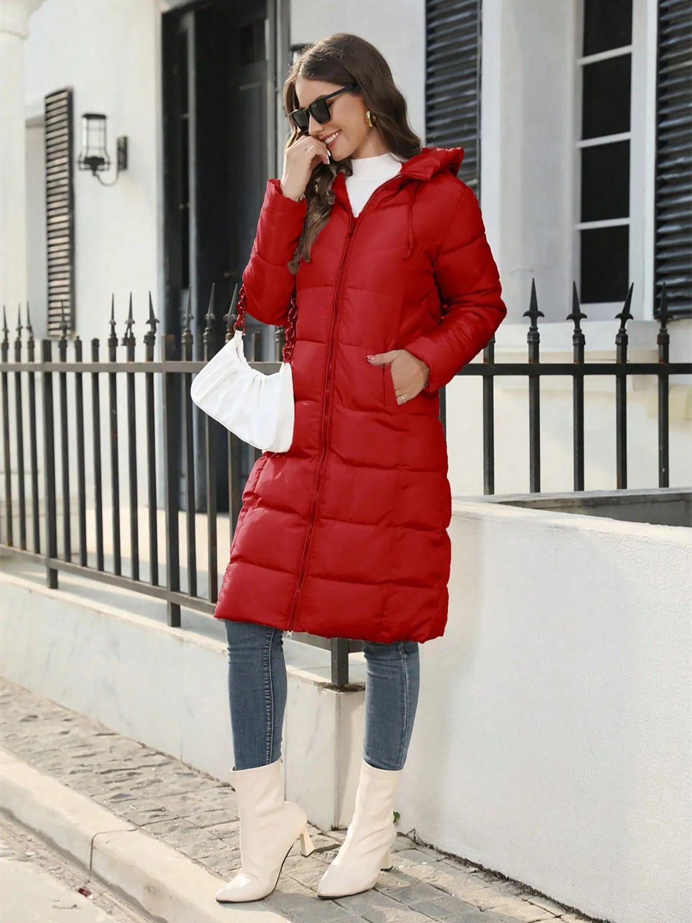 ZAYNA Women's Hooded Winter Quilted Parka Coat