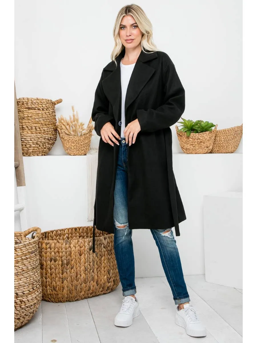 ZiA Apparel Belted Knee Length Coat