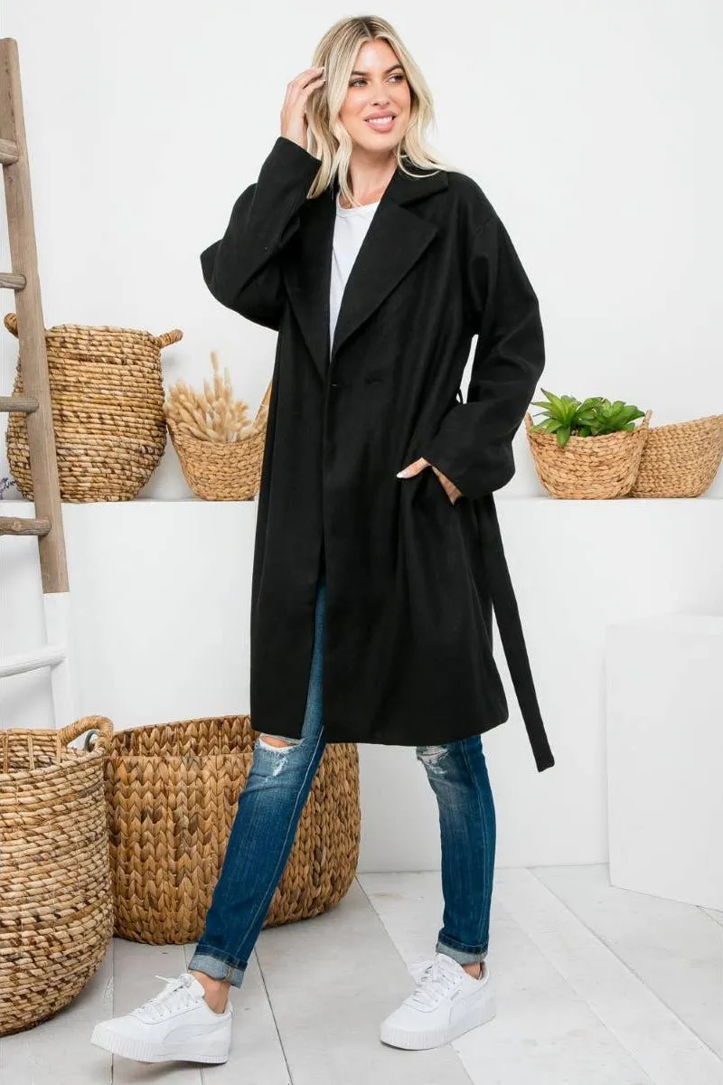 ZiA Apparel Belted Knee Length Coat