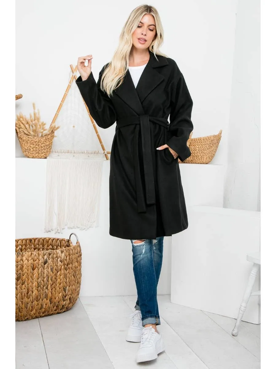 ZiA Apparel Belted Knee Length Coat